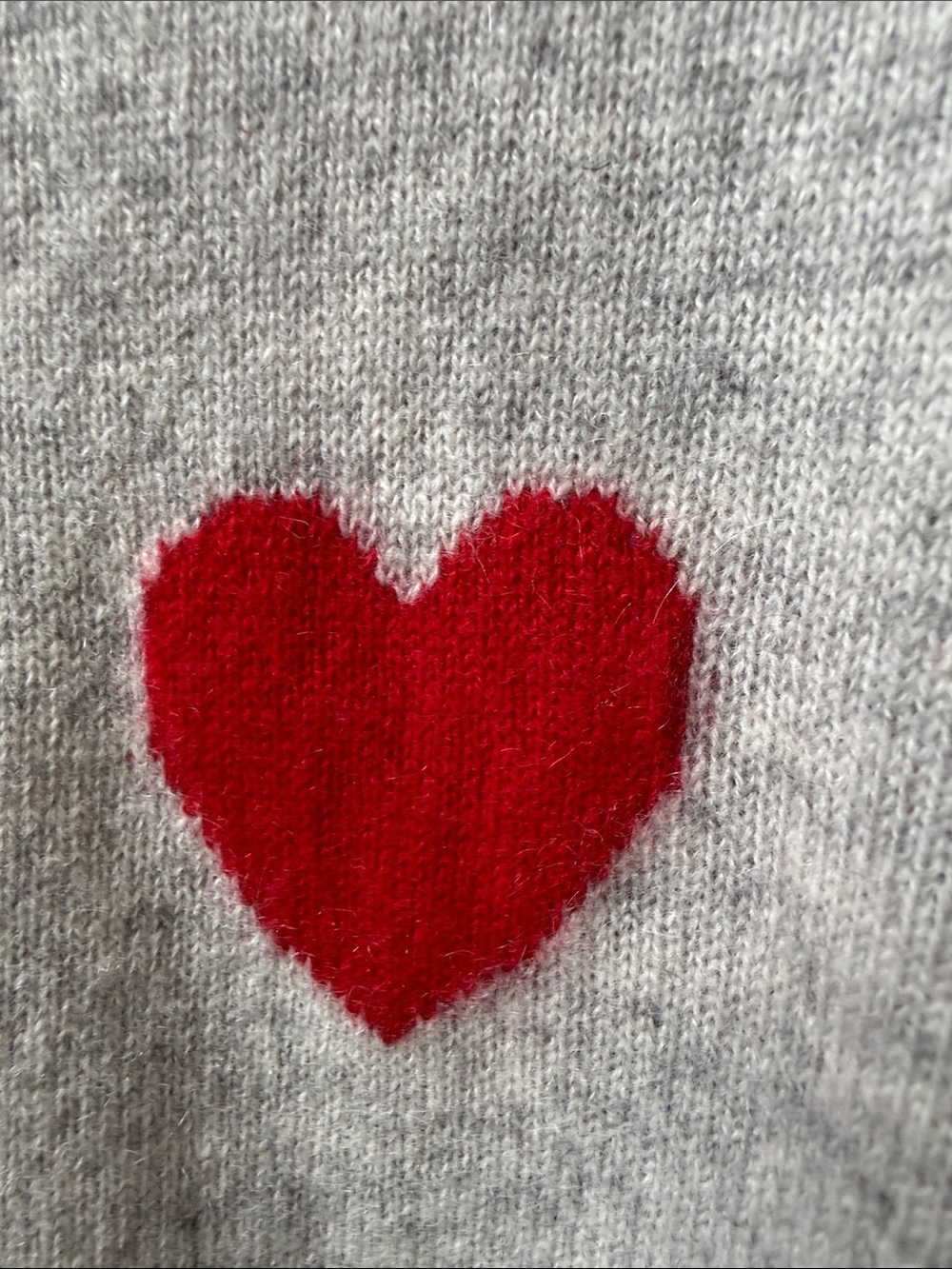 Christian Siriano Gray Sweater with Dark Gray Hearts 2-Ply Cashmere L - Picture 3 of 6